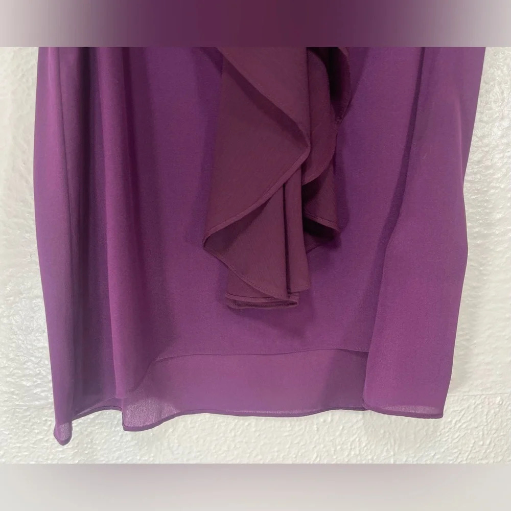 Alice + Olivia Silk Elisa High Neck Wine Merlot Ruffle Sleeveless Top Women’s XS - Picture 6 of 16